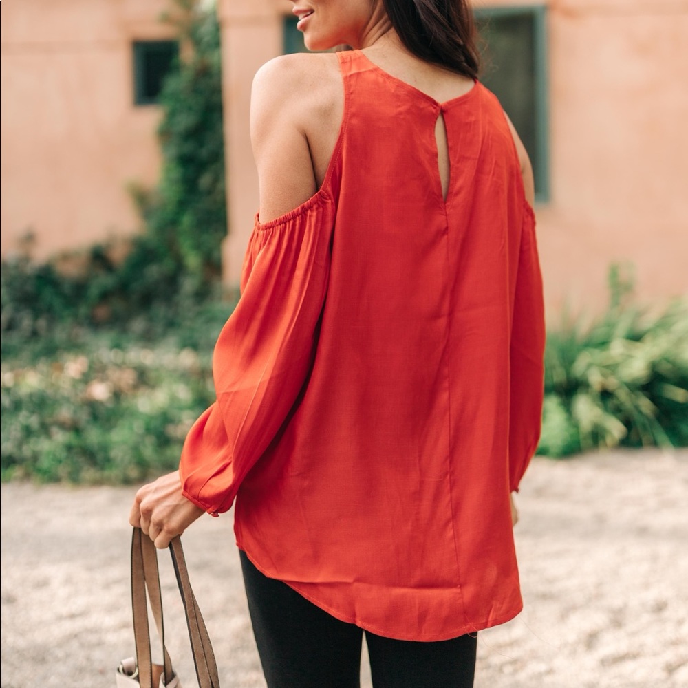 Hot then Cold Crisscross Blouse in Pumpkin - Picture 7 of 13